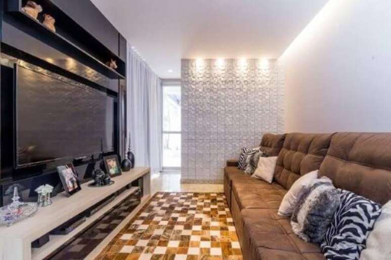 63. Sala com azulejo 3D &ndash; Foto Mariana Lazarini Prado Generos