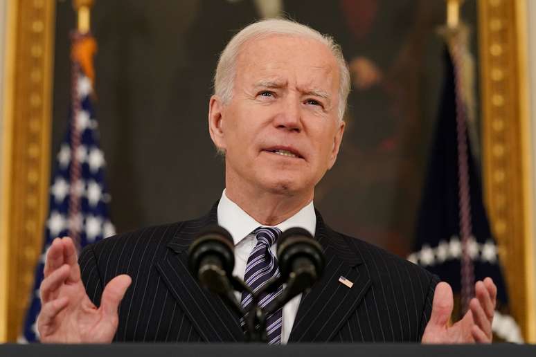 O presidente dos EUA, Joe Biden, na Casa Branca, em Washington, D.C., EUA, 6 de abril de 2021. REUTERS/Kevin Lamarque