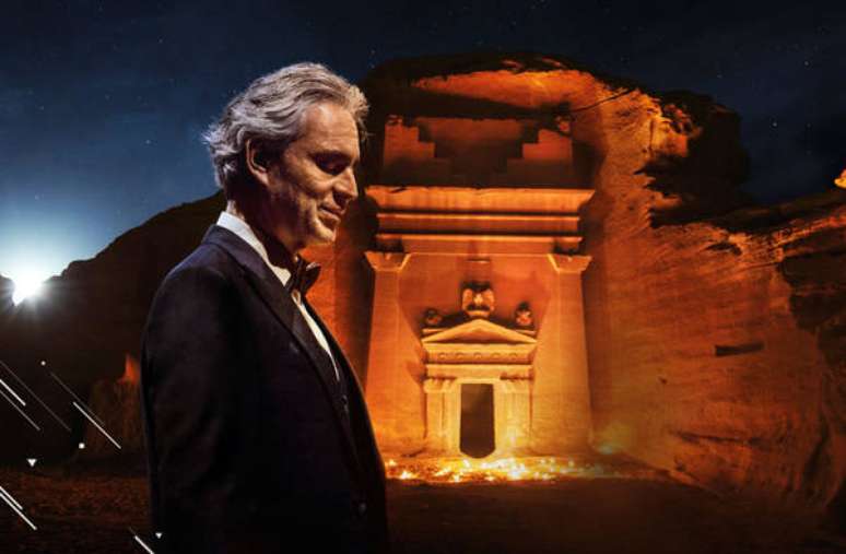 Andrea Bocelli fez concerto em patrimônio Unesco de Hegra, em Al-Ula