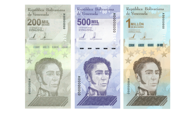 Três novas cédulas apresentadas pelo Banco Central da Venezuela somam apenas US$ 1