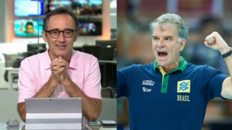 Barreto e Bernardinho vão dividir estúdio em programa do SporTV (Montagem Lance!Fotos: Reprodução / Sportv; Divulgação FIVB)