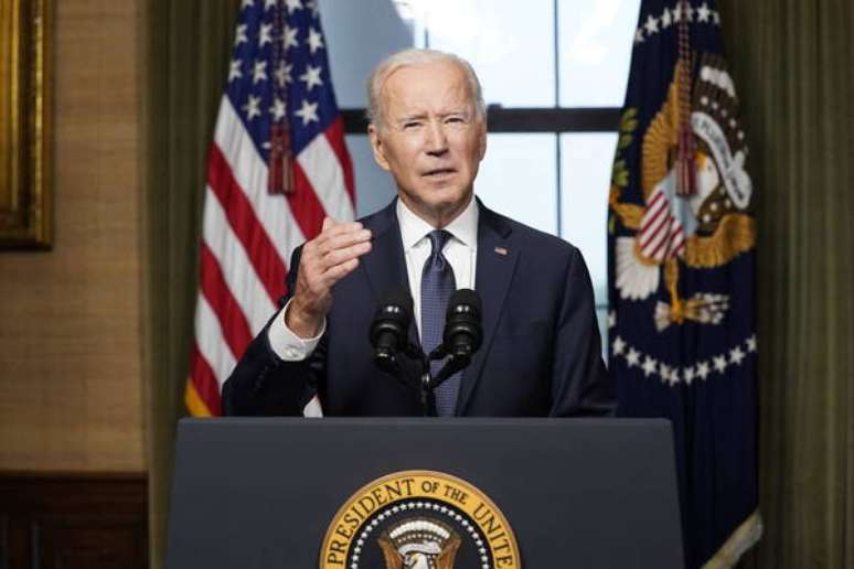 Presidente dos EUA, Joe Biden, durante pronunciamento na Casa Branca