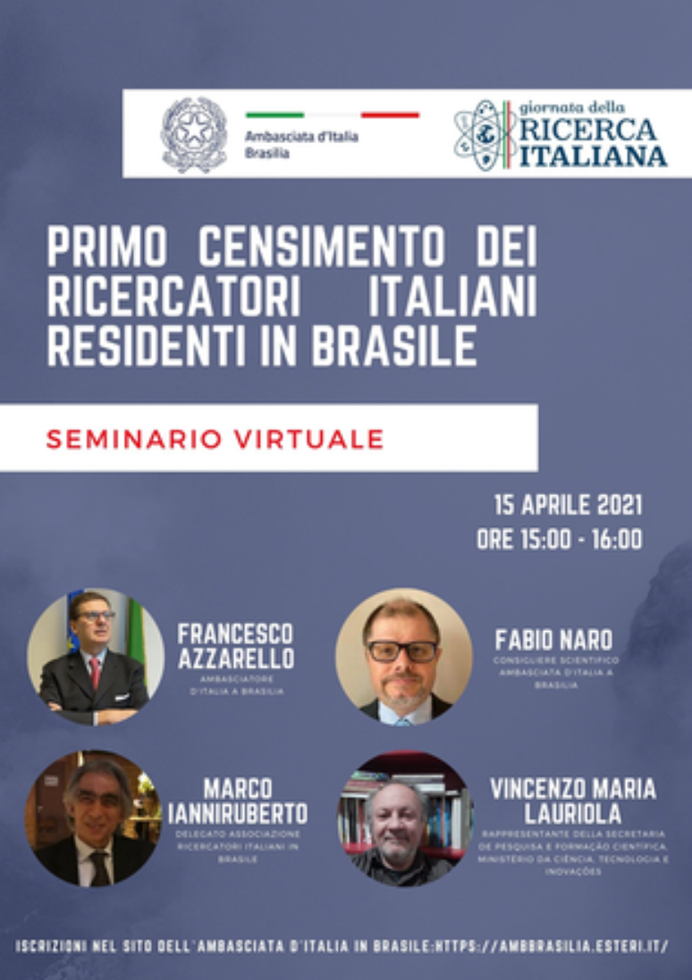 Evento online publicará os dados coletados no 1º censo de pesquisadores italianos no Brasil