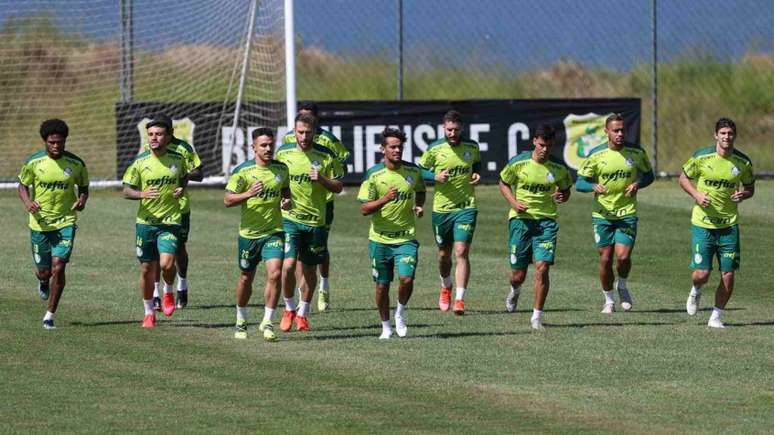 Jogadores do Palmeiras durante treinamento no CT do Brasiliense (Foto: Cesar Greco/Palmeiras)