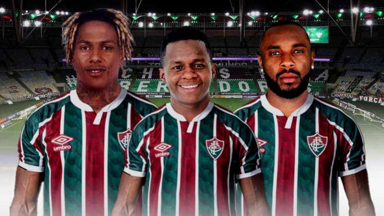 Abel Hernández, Cazares e Manoel são reforços do Fluminense para a temporada (Arte LANCE!)