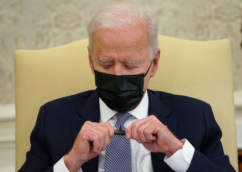Presidente dos EUA, Joe Biden, na Casa Branca
12/04/2021
REUTERS/Kevin Lamarque