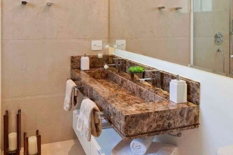 33. Bancada de granito para pia de lavabo &ndash; Fonte Construindo Decor
