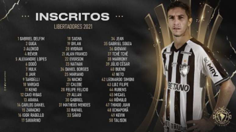 O Galo inscreveu 50 jogadores para a Libertadores 2021-(Divulgação/Atlético-MG)