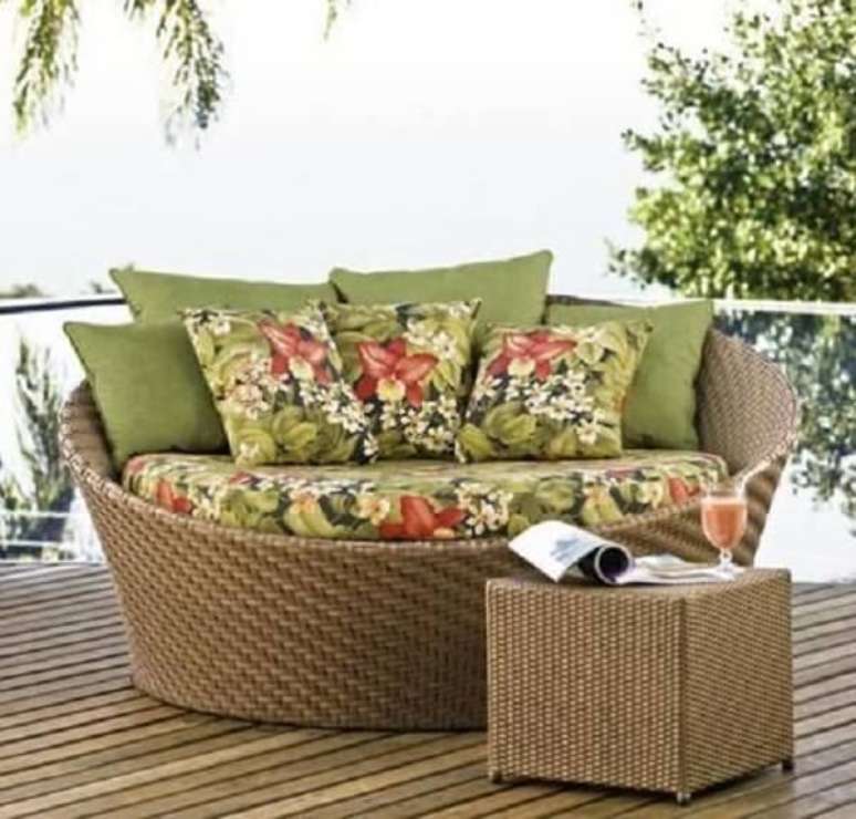 45. O sof&aacute; de vime est&aacute; em alta na decora&ccedil;&atilde;o. Fonte Pinterest