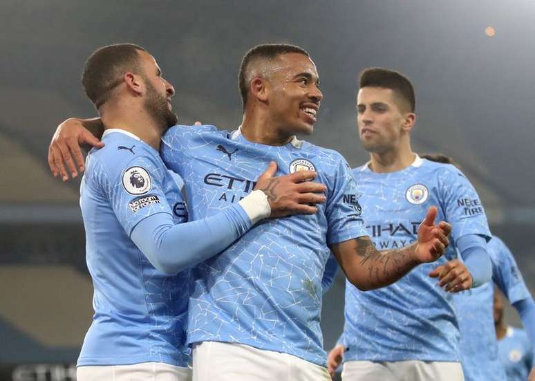 Gabriel Jesus comemora gol do Manchester City 
 2/3/2021    REUTERS/Carl Recine