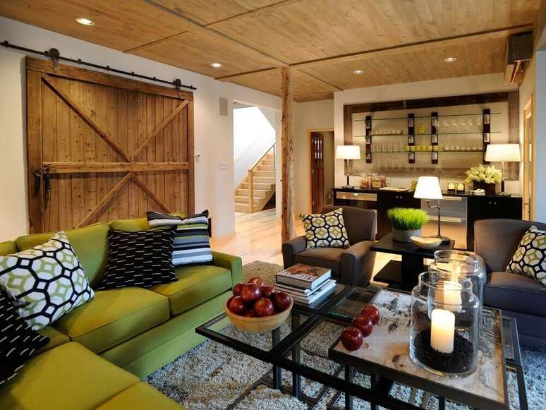 54. Decora&ccedil;&atilde;o de sala de estar para casa de fazenda