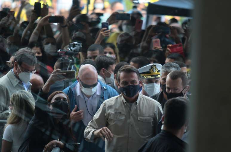 Presidente da República, Jair Bolsonaro (sem partido), durante inauguração da segunda etapa do Centro de Conveções do Amazonas Vasco Vasques, nesta sexta-feira (23) em Manaus (AM)