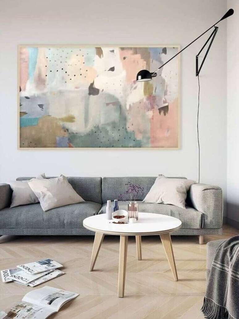 33. Quadro grande decorativo para decoração de sala simples minimalista – Foto: Pinterest