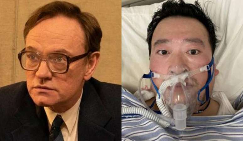 Jared Harris (ator que interpretou o químico Valery Legasov em 'Chernobyl') e o médico chinês Li Wenliang, um dos primeiros a alertar sobre a circulação do novo coronavírus