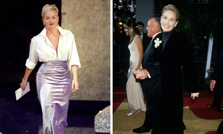 Sharon Stone de GAP no Oscar (Fotos: Reprodução)