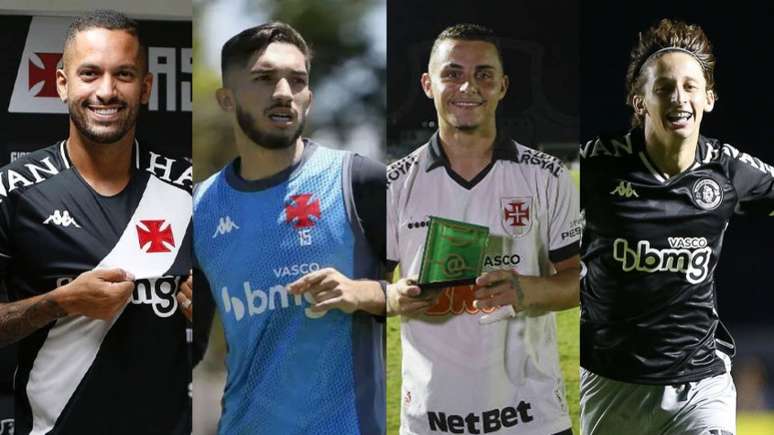 Romulo, Andrey, Bruno Gomes e Galarza são os principais volantes (Montagem Lance!
Fotos: Rafael Ribeiro / Vasco)