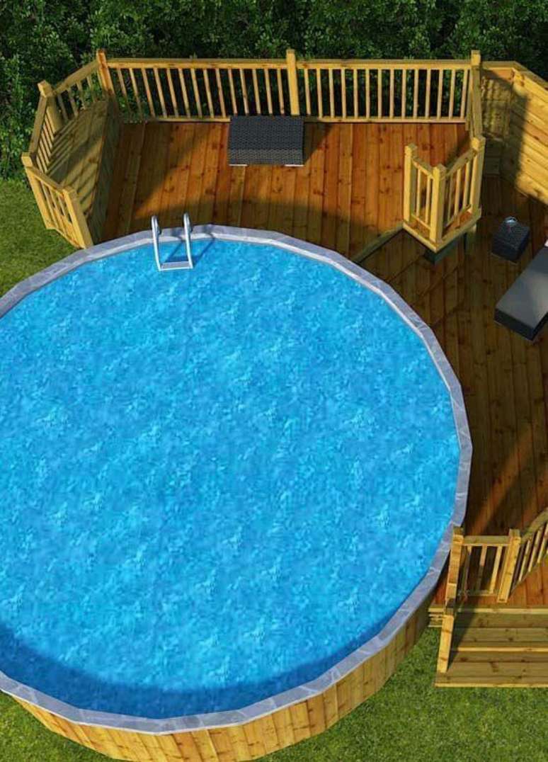 16. Projeto alternativo com uso de pallet para a piscina redonda. Fonte: Pinterest