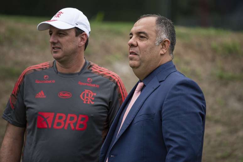 Rogério Ceni e Marcos Braz: clube vai enxugando o elenco em 2021 (Foto: Alexandre Vidal/Flamengo)