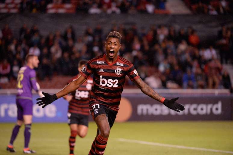 Bruno Henrique celebra gol contra LDU em 2019 (Foto: Alexandre Vidal/Flamengo)