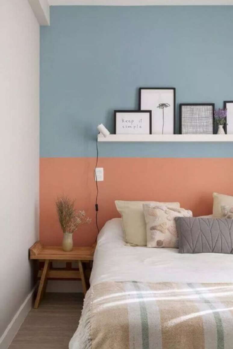 43. Decoração com meia parede pintada quarto rosa e azul – Foto: Pinterest