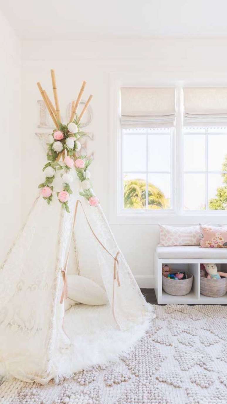 5. Cabana em casa feita com tecido de renda – Foto Pinterest