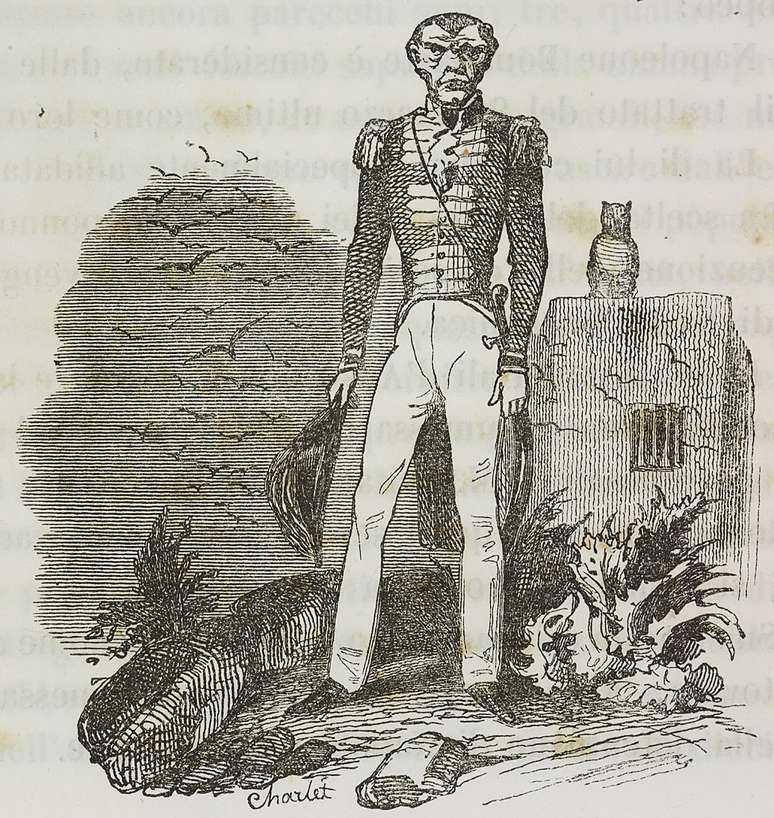 O vilão perfeito, Hudson Lowe, em uma imagem que milhares conheceram porque ilustra "O memorial de Santa Helena", de Emmanuel de Las Cases, de 1823, uma obra de tremendo sucesso