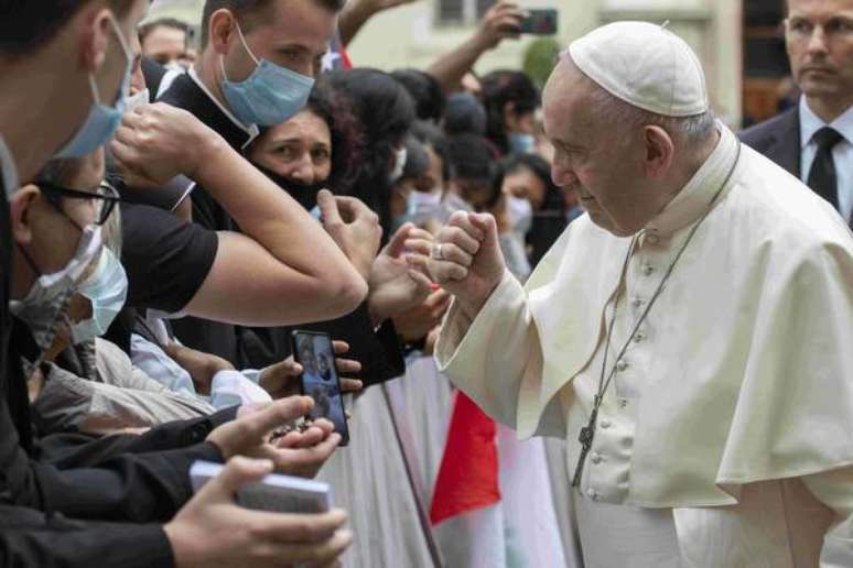 Papa Francisco durante audiência geral no Pátio San Damaso, Vaticano, em 23 de setembro de 2020