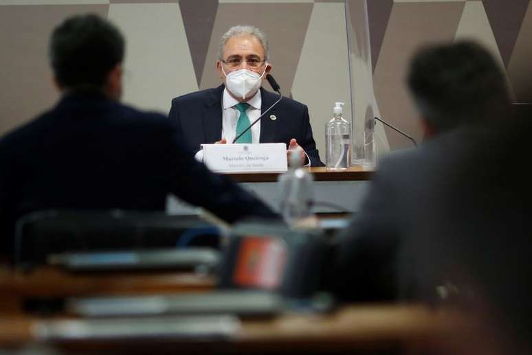 Ministro da Saúde, Marcelo Queiroga, durante depoimento à CPI da Covid no Senado
06/05/2021 REUTERS/Adriano Machado