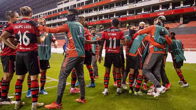 Flamengo venceu a LDU por 3 a 2, em Quito, a pouco mais de 2.700 metros de altitude (Foto: Alexandre Vidal / CRF)