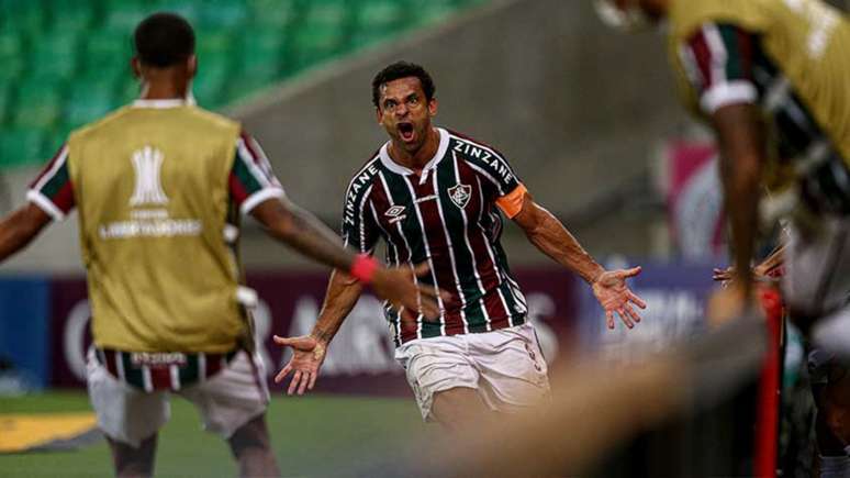 Fred marcou o gol de empate do Fluminense contra o River Plate na estreia (Foto: Lucas Merçon/Fluminense FC)