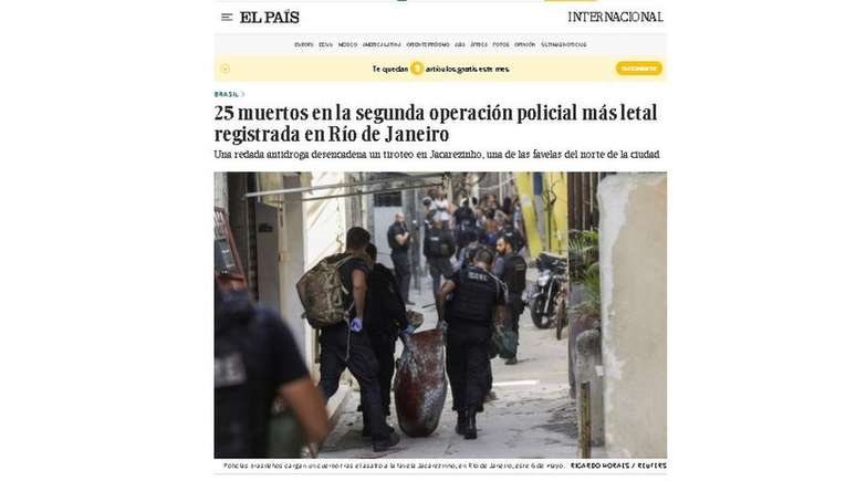 El País questiona apoio de parte da imprensa local à operação mais letal da história do RJ