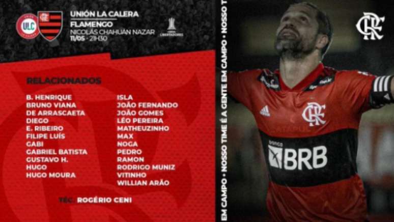 Os relacionados para pegar o La Calera (Foto: Divulgação / Flamengo)