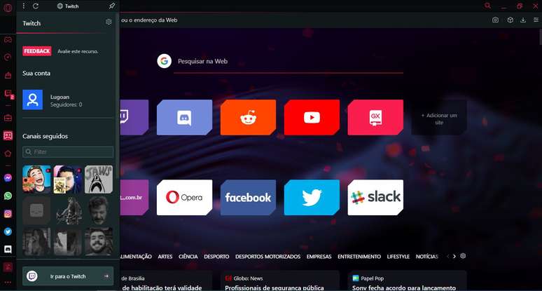 Opera GX, o navegador gamer, coloca Discord na barra lateral em