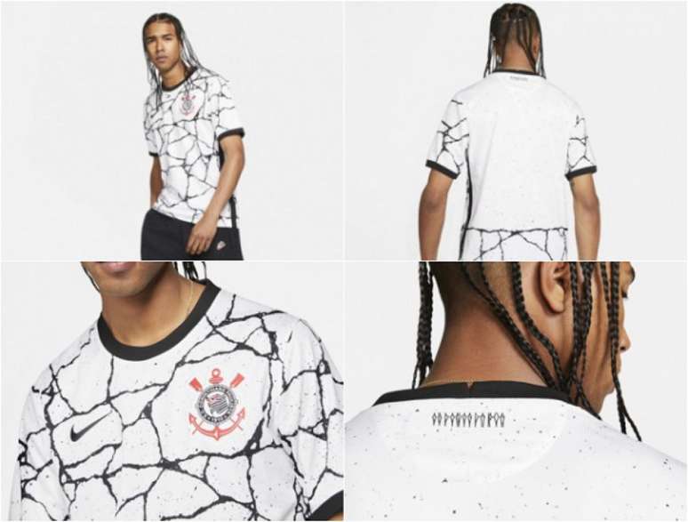 Nova camisa do Corinthians foi divulgada pelo site oficial da Nike (Foto: Montagem/Divulgação)