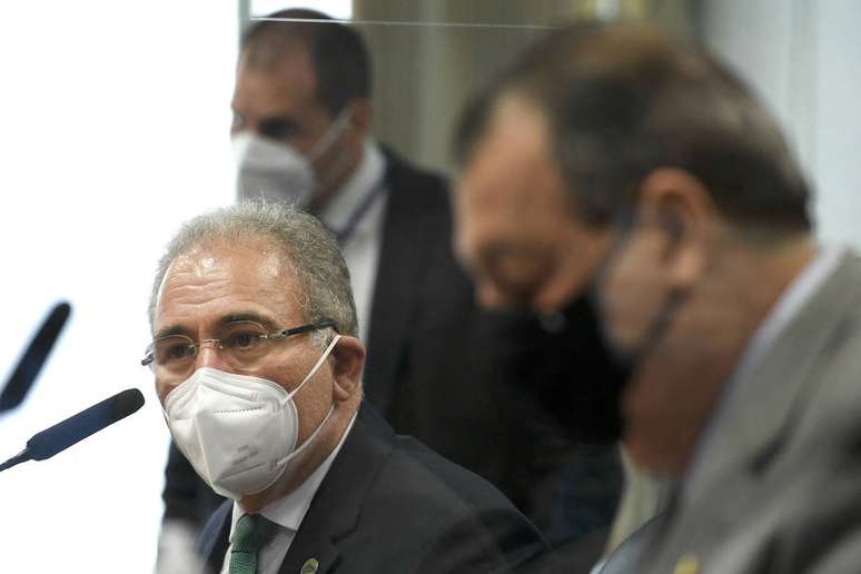 O ministro da Saúde, Marcelo Queiroga, durante depoimento na CPI da Covid