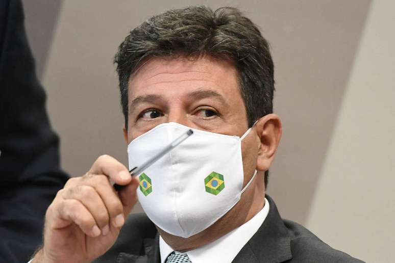 O ex-ministro da Saúde Luiz Henrique Mandetta durante depoimento na CPI da Covid