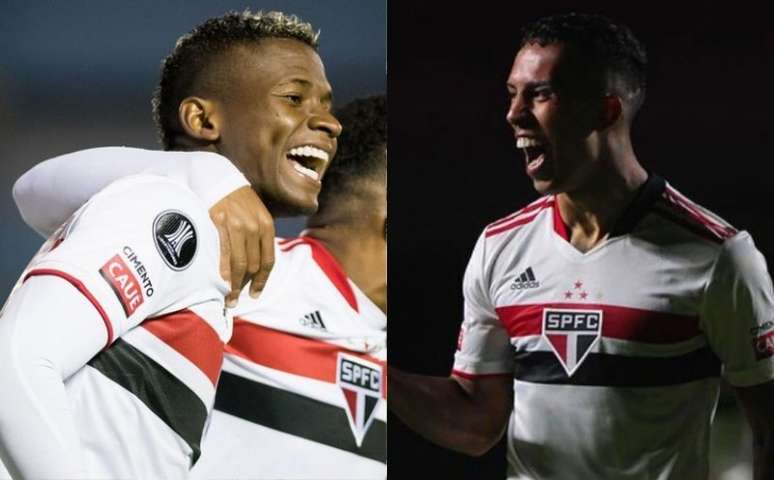 Orejuela e Igor Vinícius (Fotos: Staff images /CONMEBOL e Paulo Pinto/ saopaulofc.net)