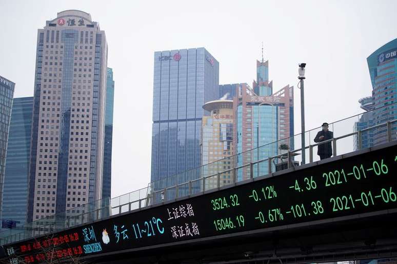Painel eletrônico com índices acionários em Xangai. REUTERS/Aly Song/File Photo