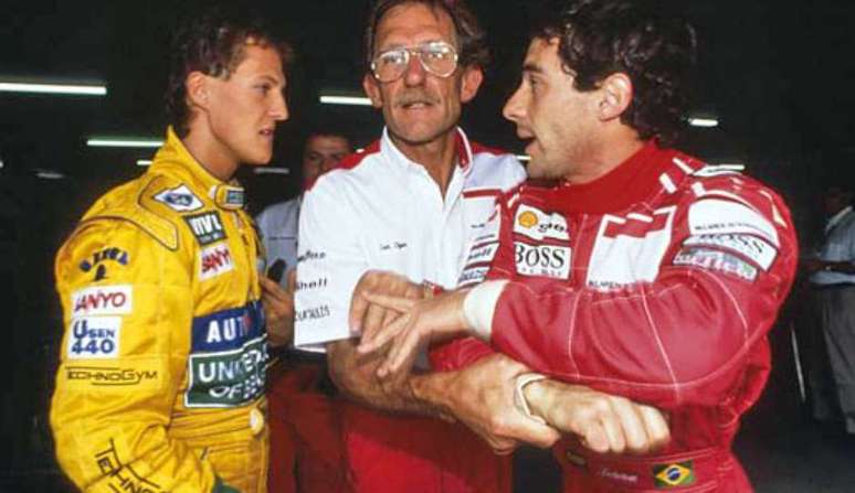 Senna quase agrediu Schumacher quando estava na McLaren.