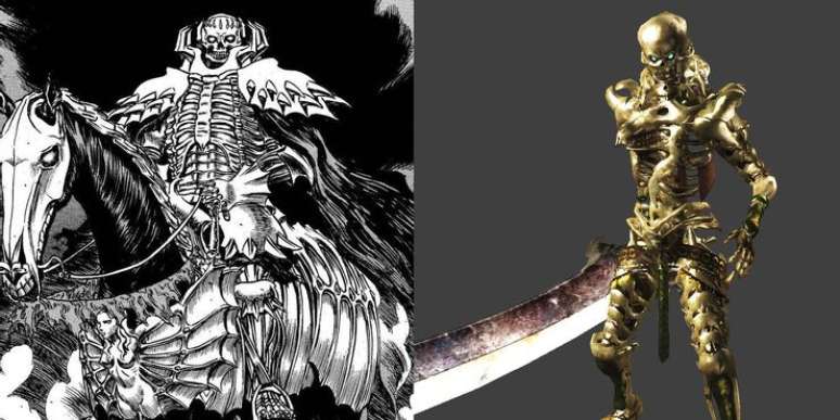 Soldados esqueletos são uma das várias semelhanças de Berserk e Dark Souls