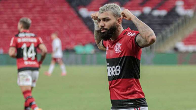 O atacante Gabriel Barbosa comemorando um dos gols no Fla-Flu (Foto: Fernando Salles/W9 Press/LancePress!)