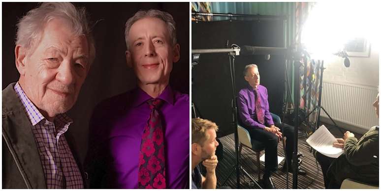 O ativista Peter Tatchell com o ator Ian McKellen, entrevistador no documentário dirigido por Christopher Amos