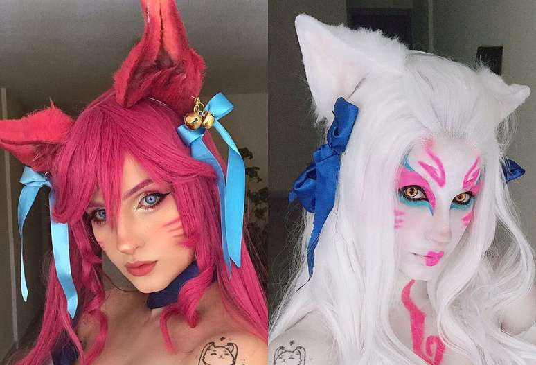 Samanta Bravin em cosplays de Ahri, de League of Legends