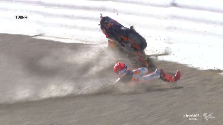 Marc M&aacute;rquez sofreu fortes quedas em Jerez logo ap&oacute;s a volta 