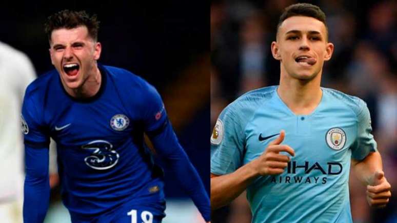 Mount e Foden são destaques em Chelsea e City (Foto: Montagem LANCE!