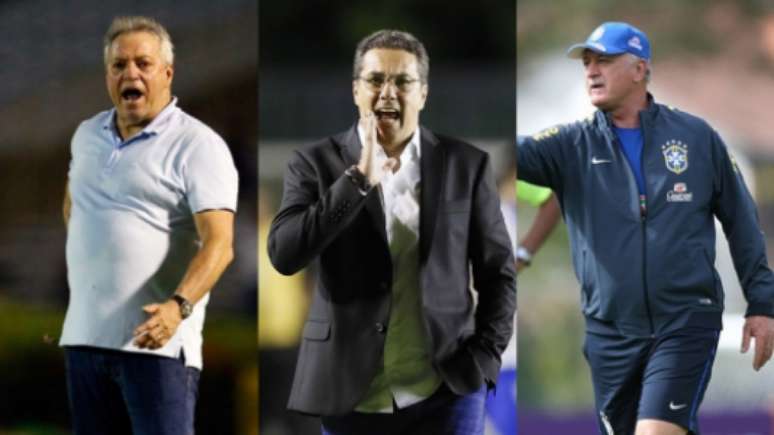 Abel Braga, Vanderlei Luxemburgo e Luiz Felipe Scolari: fora da lista inicial do Brasileirão (Montagem Lance!Fotos: Rafael Ribeiro / Vasco; Marcelo de Jesus/Raw Image; Divulgação / CBF)