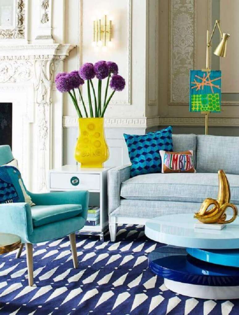 2. Decoração colorida para sala de visita – Foto: Architectural Digest