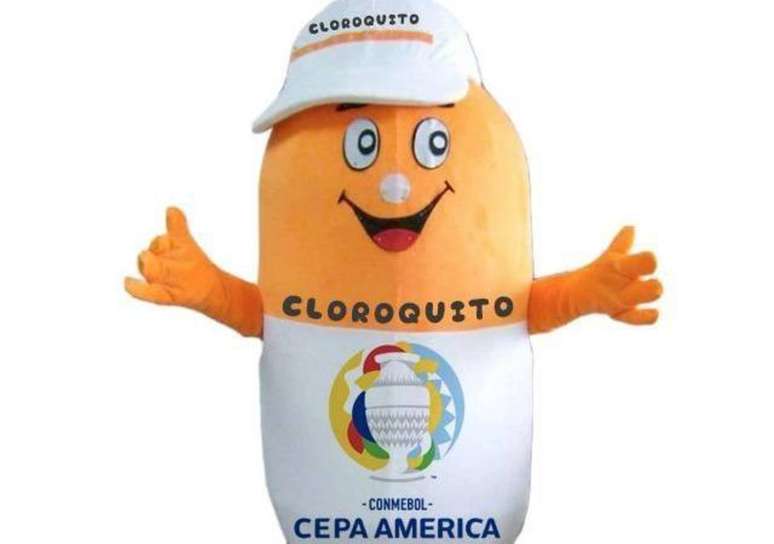 Cloroquito, mascote fictícia criada para ironizar a Copa América no Brasil