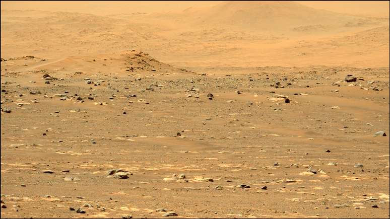Esta imagem foi tirada com a câmera Mastcam-Z esquerda e foi selecionada por votação pública para ser apresentada como "Imagem da Semana" para a Semana 6 da missão do rover.
