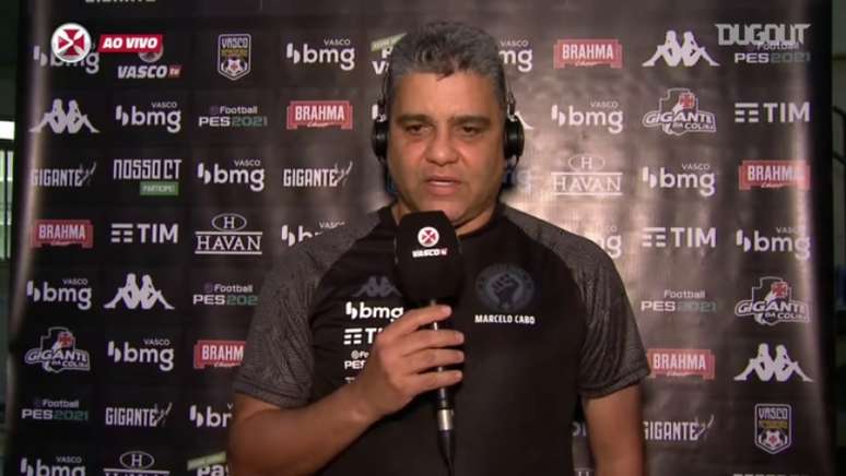 Marcelo Cabo discordou da visão que o Vasco não teve intensidade na partida (Foto: Reprodução/VascoTV)